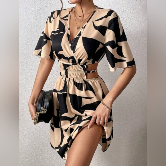 Women's Hollow-Out A-Line Mini Dress, Vacation Style - Picture 3 of 6